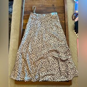 Cheetah satin midi skirt
